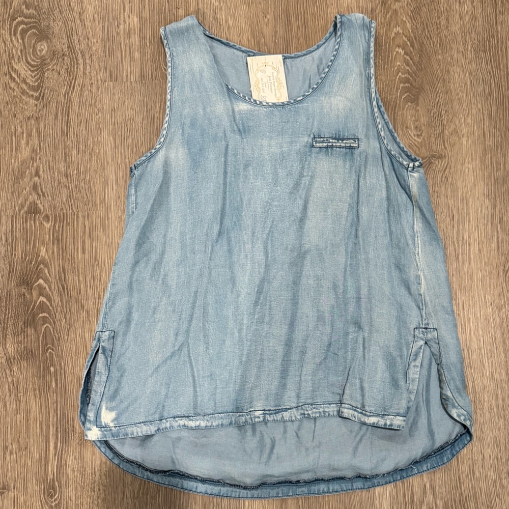 She + Sky Light Blue Denim Top